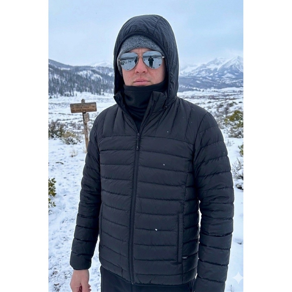 Bearbottom Primaloft Puffer Jacket Mens Sz Small Black Hood NWT Lightweight Ski